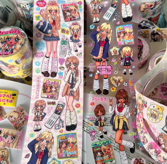 Retro Shibuya-style gal stickers